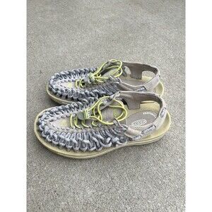 KEEN Uneek Corded Slide Gray & Green Sandals 1014640 Women's Shoes Size 5.5